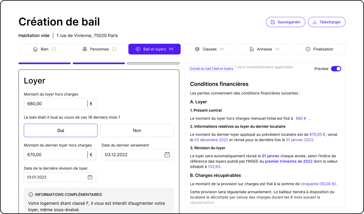 Outil création de bail