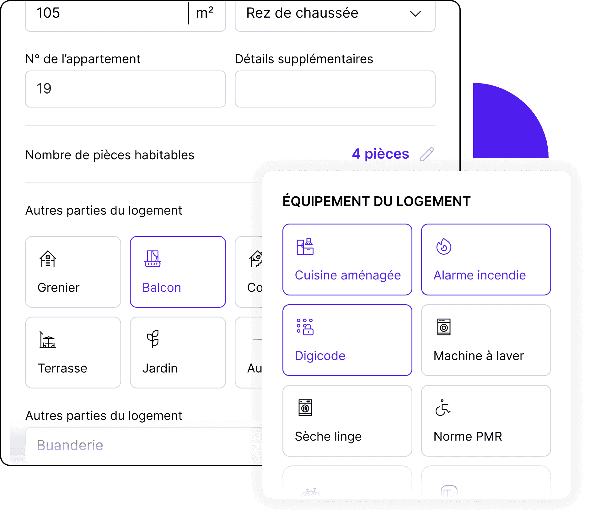 Interface Brik d'automatisation du formulaire - Pré-remplissage intelligent des données pour créer un bail rapidement
